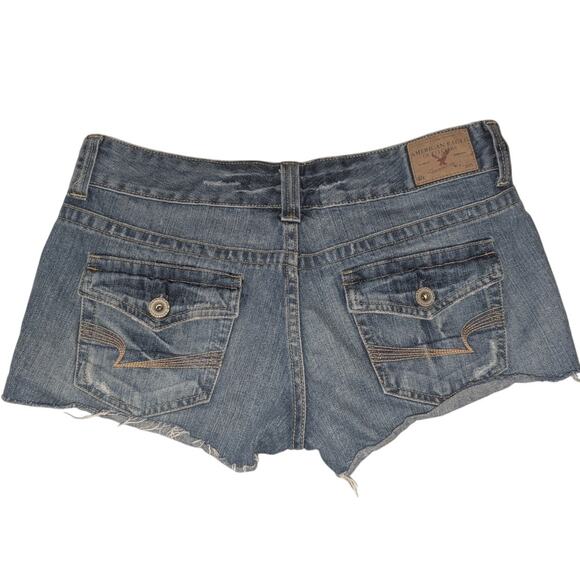 Womens American Eagle Distressed Embroidered Pocket Cutoff Short Jean Shorts 6 - Picture 1 of 4